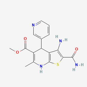 Methyl 3-amino-2-carbamoyl-6-methyl-4-(pyridin-3-yl)-4,7-dihydrothieno[2,3-b]pyridine-5-carboxylate