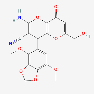 2-Amino-4-(4,7-dimethoxy-1,3-benzodioxol-5-yl)-6-(hydroxymethyl)-8-oxo-4,8-dihydropyrano[3,2-b]pyran-3-carbonitrile