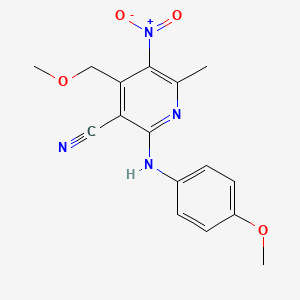 4-(Methoxymethyl)-2-[(4-methoxyphenyl)amino]-6-methyl-5-nitropyridine-3-carbonitrile