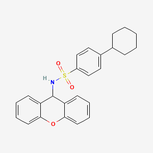 molecular formula C25H25NO3S B11484238 4-cyclohexyl-N-(9H-xanthen-9-yl)benzenesulfonamide 