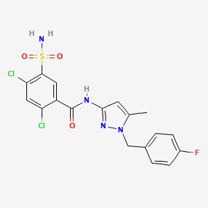 2,4-dichloro-N-[1-(4-fluorobenzyl)-5-methyl-1H-pyrazol-3-yl]-5-sulfamoylbenzamide