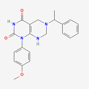 molecular formula C21H22N4O3 B11484274 2-hydroxy-1-(4-methoxyphenyl)-6-(1-phenylethyl)-5,6,7,8-tetrahydropyrimido[4,5-d]pyrimidin-4(1H)-one 