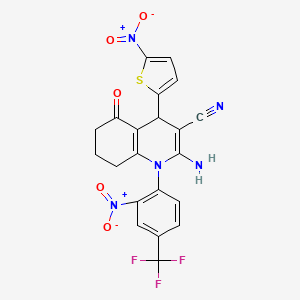 2-Amino-4-(5-nitrothiophen-2-yl)-1-[2-nitro-4-(trifluoromethyl)phenyl]-5-oxo-1,4,5,6,7,8-hexahydroquinoline-3-carbonitrile