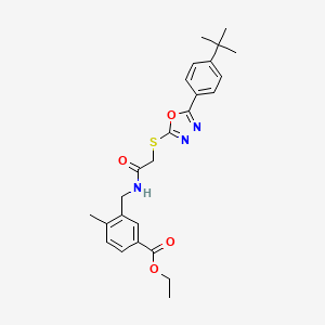 Ethyl 3-{[({[5-(4-tert-butylphenyl)-1,3,4-oxadiazol-2-yl]sulfanyl}acetyl)amino]methyl}-4-methylbenzoate