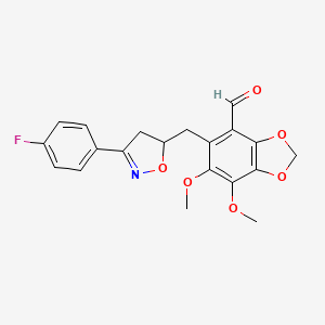 5-{[3-(4-Fluorophenyl)-4,5-dihydro-1,2-oxazol-5-yl]methyl}-6,7-dimethoxy-1,3-benzodioxole-4-carbaldehyde