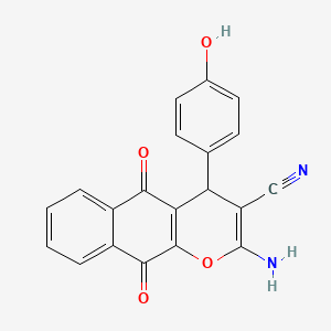 2-amino-4-(4-hydroxyphenyl)-5,10-dioxo-5,10-dihydro-4H-benzo[g]chromene-3-carbonitrile