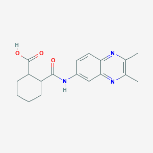 molecular formula C18H21N3O3 B11484427 2-[(2,3-Dimethylquinoxalin-6-yl)carbamoyl]cyclohexanecarboxylic acid 