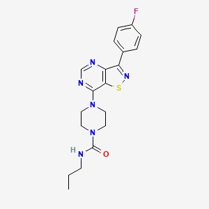 molecular formula C19H21FN6OS B11484467 4-[3-(4-fluorophenyl)-[1,2]thiazolo[4,5-d]pyrimidin-7-yl]-N-propylpiperazine-1-carboxamide 