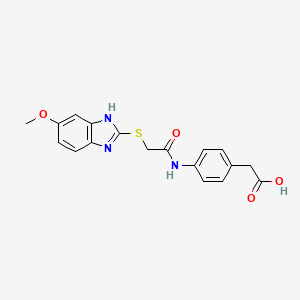 molecular formula C18H17N3O4S B11484510 [4-({[(5-methoxy-1H-benzimidazol-2-yl)sulfanyl]acetyl}amino)phenyl]acetic acid 