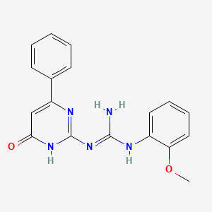 molecular formula C18H17N5O2 B11484513 1-(2-Methoxyphenyl)-3-(6-oxo-4-phenyl-1,6-dihydropyrimidin-2-yl)guanidine 