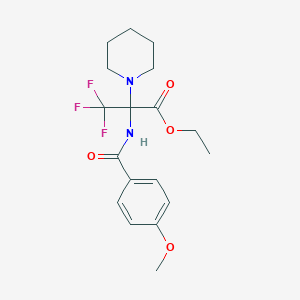 molecular formula C18H23F3N2O4 B11484541 ethyl 3,3,3-trifluoro-N-[(4-methoxyphenyl)carbonyl]-2-piperidin-1-ylalaninate 