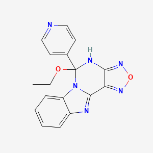 molecular formula C17H14N6O2 B11484553 8-ethoxy-8-pyridin-4-yl-4-oxa-3,5,7,9,16-pentazatetracyclo[7.7.0.02,6.010,15]hexadeca-1(16),2,5,10,12,14-hexaene 