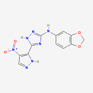 N-(1,3-benzodioxol-5-yl)-3-(4-nitro-1H-pyrazol-5-yl)-1H-1,2,4-triazol-5-amine