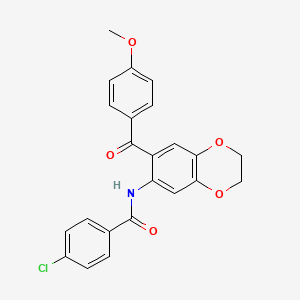 4-chloro-N-{7-[(4-methoxyphenyl)carbonyl]-2,3-dihydro-1,4-benzodioxin-6-yl}benzamide