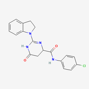 N-(4-chlorophenyl)-2-(2,3-dihydro-1H-indol-1-yl)-6-oxo-1,4,5,6-tetrahydropyrimidine-4-carboxamide