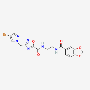 N-{2-[(1,3-benzodioxol-5-ylcarbonyl)amino]ethyl}-3-[(4-bromo-1H-pyrazol-1-yl)methyl]-1,2,4-oxadiazole-5-carboxamide