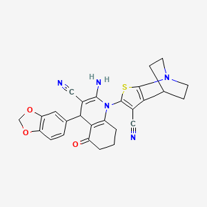 2-[2-amino-4-(1,3-benzodioxol-5-yl)-3-cyano-5-oxo-5,6,7,8-tetrahydroquinolin-1(4H)-yl]-5,6-dihydro-4H-4,7-ethanothieno[2,3-b]pyridine-3-carbonitrile