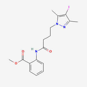 molecular formula C17H20IN3O3 B11484755 methyl 2-{[4-(4-iodo-3,5-dimethyl-1H-pyrazol-1-yl)butanoyl]amino}benzoate 