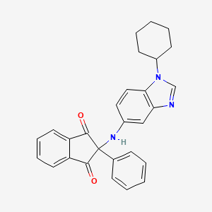 molecular formula C28H25N3O2 B11484774 2-[(1-cyclohexyl-1H-benzimidazol-5-yl)amino]-2-phenyl-1H-indene-1,3(2H)-dione 