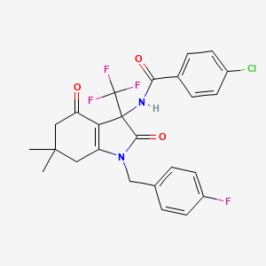 4-chloro-N-[1-(4-fluorobenzyl)-6,6-dimethyl-2,4-dioxo-3-(trifluoromethyl)-2,3,4,5,6,7-hexahydro-1H-indol-3-yl]benzamide