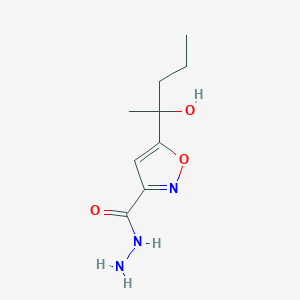 molecular formula C9H15N3O3 B11484800 5-(2-Hydroxypentan-2-yl)-1,2-oxazole-3-carbohydrazide 