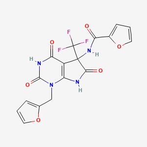 N-[1-(furan-2-ylmethyl)-4-hydroxy-2,6-dioxo-5-(trifluoromethyl)-2,5,6,7-tetrahydro-1H-pyrrolo[2,3-d]pyrimidin-5-yl]furan-2-carboxamide