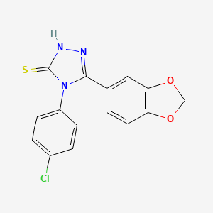 molecular formula C15H10ClN3O2S B11484824 5-(Benzo[d][1,3]dioxol-5-yl)-4-(4-chlorophenyl)-4H-1,2,4-triazole-3-thiol 