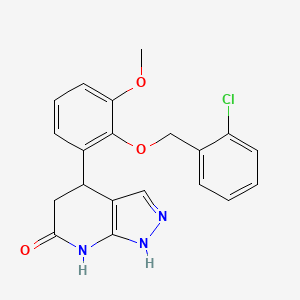 molecular formula C20H18ClN3O3 B11484857 4-{2-[(2-chlorobenzyl)oxy]-3-methoxyphenyl}-1,4,5,7-tetrahydro-6H-pyrazolo[3,4-b]pyridin-6-one 