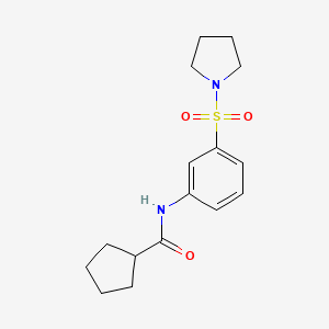 molecular formula C16H22N2O3S B11484883 Cyclopentanecarboxamide, N-[3-(1-pyrrolidinylsulfonyl)phenyl]- 