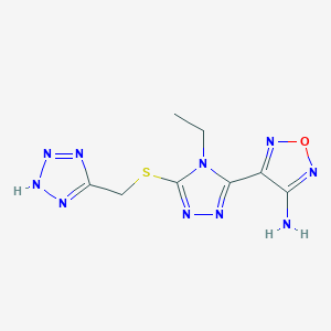 molecular formula C8H10N10OS B11484925 4-{4-ethyl-5-[(1H-tetrazol-5-ylmethyl)sulfanyl]-4H-1,2,4-triazol-3-yl}-1,2,5-oxadiazol-3-amine 