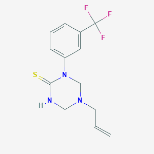 molecular formula C13H14F3N3S B11484937 5-(Prop-2-en-1-yl)-1-[3-(trifluoromethyl)phenyl]-1,3,5-triazinane-2-thione 