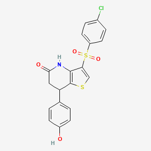 molecular formula C19H14ClNO4S2 B11484957 3-[(4-chlorophenyl)sulfonyl]-7-(4-hydroxyphenyl)-6,7-dihydrothieno[3,2-b]pyridin-5(4H)-one 