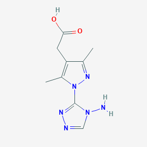 molecular formula C9H12N6O2 B11485084 [1-(4-amino-4H-1,2,4-triazol-3-yl)-3,5-dimethyl-1H-pyrazol-4-yl]acetic acid 