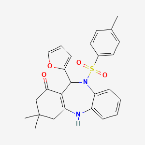 11-(2-furyl)-3,3-dimethyl-10-[(4-methylphenyl)sulfonyl]-2,3,4,5,10,11-hexahydro-1H-dibenzo[b,e][1,4]diazepin-1-one