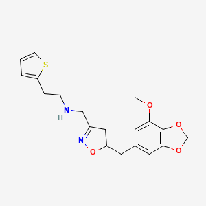 N-({5-[(7-methoxy-1,3-benzodioxol-5-yl)methyl]-4,5-dihydro-1,2-oxazol-3-yl}methyl)-2-(thiophen-2-yl)ethanamine