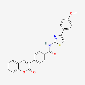 molecular formula C26H18N2O4S B11485195 N-[4-(4-methoxyphenyl)-1,3-thiazol-2-yl]-4-(2-oxo-2H-chromen-3-yl)benzamide 