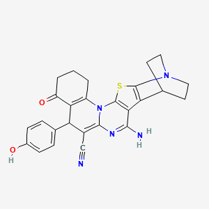 4-amino-8-(4-hydroxyphenyl)-10-oxo-17-thia-5,15,19-triazahexacyclo[17.2.2.02,18.03,16.06,15.09,14]tricosa-2(18),3(16),4,6,9(14)-pentaene-7-carbonitrile