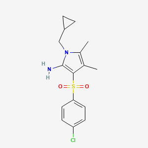 molecular formula C16H19ClN2O2S B11485255 3-[(4-chlorophenyl)sulfonyl]-1-(cyclopropylmethyl)-4,5-dimethyl-1H-pyrrol-2-amine 