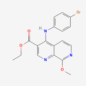 molecular formula C18H16BrN3O3 B11485262 Ethyl 4-[(4-bromophenyl)amino]-8-methoxy-1,7-naphthyridine-3-carboxylate 