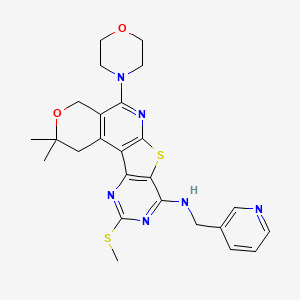 4,4-dimethyl-15-methylsulfanyl-8-morpholin-4-yl-N-(pyridin-3-ylmethyl)-5-oxa-11-thia-9,14,16-triazatetracyclo[8.7.0.02,7.012,17]heptadeca-1(10),2(7),8,12(17),13,15-hexaen-13-amine