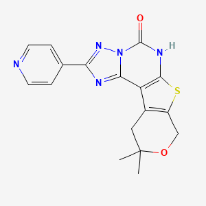 14,14-dimethyl-4-pyridin-4-yl-13-oxa-10-thia-3,5,6,8-tetrazatetracyclo[7.7.0.02,6.011,16]hexadeca-1(9),2,4,11(16)-tetraen-7-one