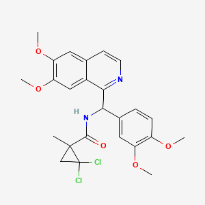 molecular formula C25H26Cl2N2O5 B11485324 2,2-dichloro-N-[(6,7-dimethoxyisoquinolin-1-yl)(3,4-dimethoxyphenyl)methyl]-1-methylcyclopropanecarboxamide 