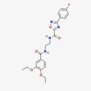 molecular formula C22H23FN4O5 B11485341 N-(2-{[(3,4-diethoxyphenyl)carbonyl]amino}ethyl)-3-(4-fluorophenyl)-1,2,4-oxadiazole-5-carboxamide 