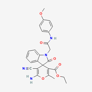 Ethyl 2'-amino-3'-cyano-1-{[(4-methoxyphenyl)carbamoyl]methyl}-6'-methyl-2-oxo-1,2-dihydrospiro[indole-3,4'-pyran]-5'-carboxylate