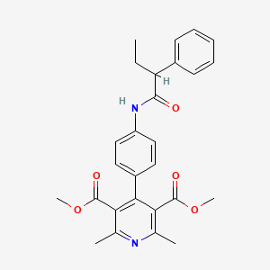 molecular formula C27H28N2O5 B11485355 Dimethyl 2,6-dimethyl-4-{4-[(2-phenylbutanoyl)amino]phenyl}pyridine-3,5-dicarboxylate 