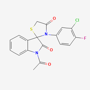 molecular formula C18H12ClFN2O3S B11485387 1-Acetyl-3'-(3-chloro-4-fluorophenyl)-1,2-dihydrospiro[indole-3,2'-[1,3]thiazolidine]-2,4'-dione 