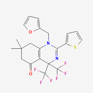 1-(furan-2-ylmethyl)-7,7-dimethyl-2-(thiophen-2-yl)-4,4-bis(trifluoromethyl)-4,6,7,8-tetrahydroquinazolin-5(1H)-one