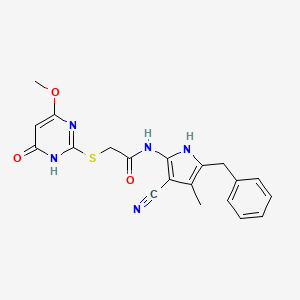 N-(5-benzyl-3-cyano-4-methyl-1H-pyrrol-2-yl)-2-[(4-methoxy-6-oxo-1,6-dihydropyrimidin-2-yl)sulfanyl]acetamide