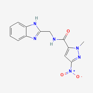 molecular formula C13H12N6O3 B11485448 N-(1H-benzimidazol-2-ylmethyl)-1-methyl-3-nitro-1H-pyrazole-5-carboxamide 