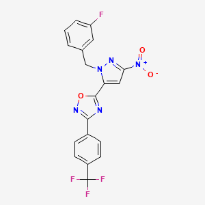 5-[1-(3-fluorobenzyl)-3-nitro-1H-pyrazol-5-yl]-3-[4-(trifluoromethyl)phenyl]-1,2,4-oxadiazole